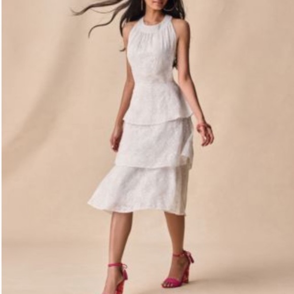 Ivy embroidered ruffle tiered midi dress - Picture 2 of 4